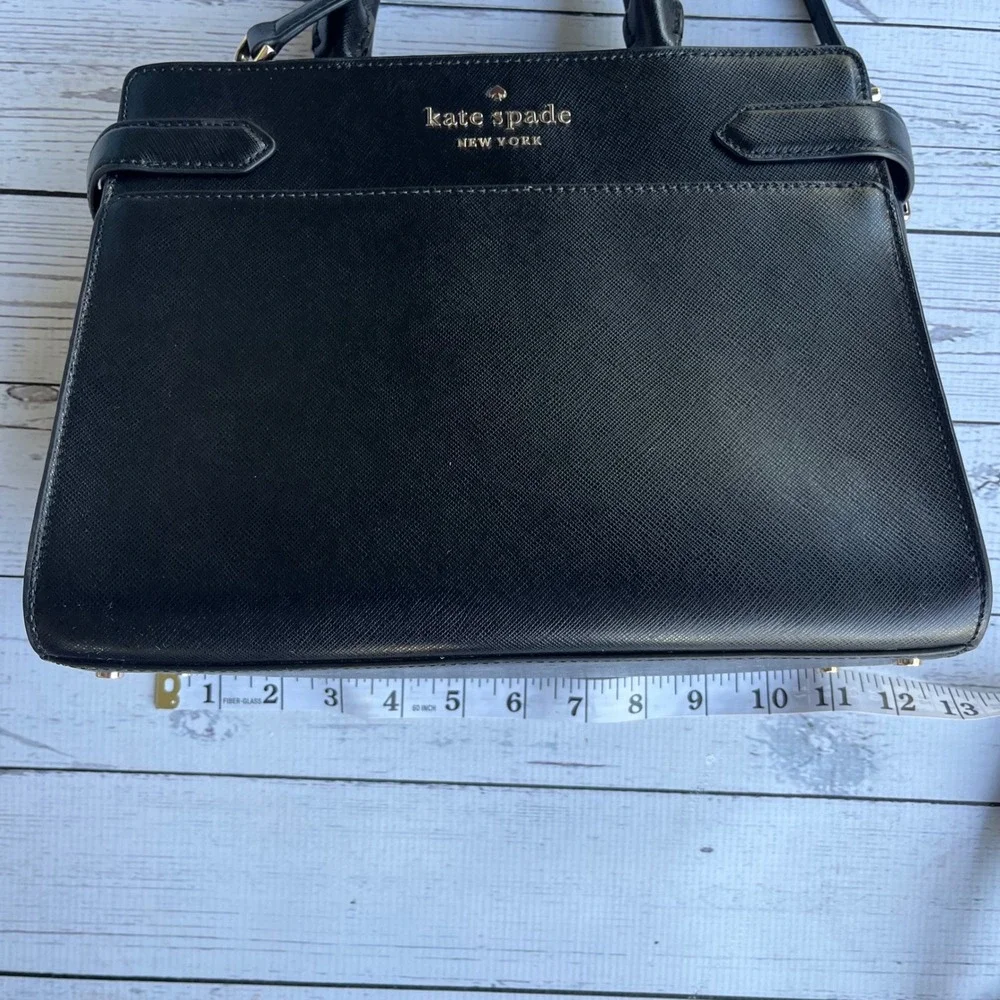 Kate Spade Black Saffiano Classic Designer Leather Satchel Crossbody Luxury Bag